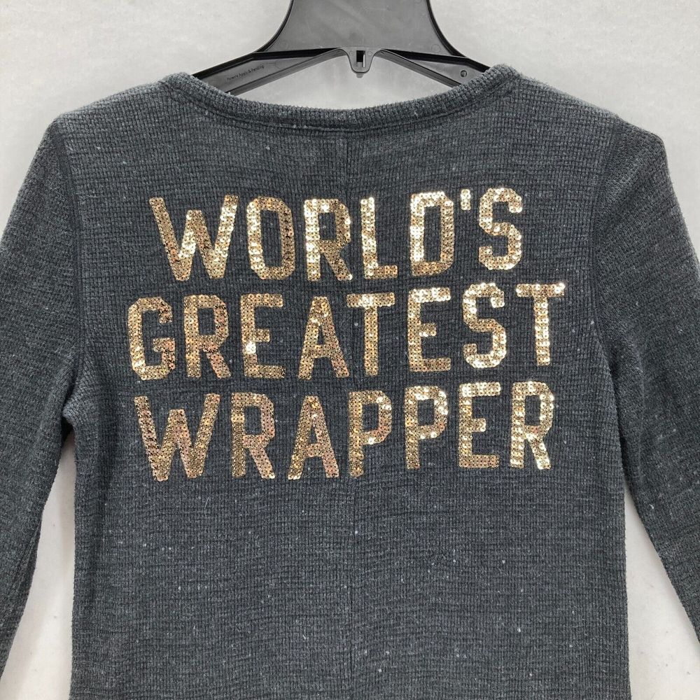 PINK Victorias Secret Thermal Henley One Piece Pajamas M Gray Holiday Waffle‎
